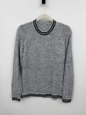 Alpaca Women’s Pullover Long Sleeve Alpaca Soft Sweater Sz M gray Marled black